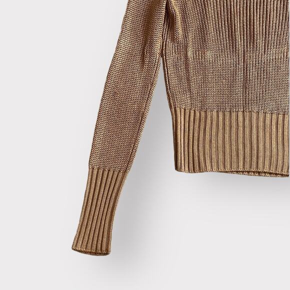 Theory Draped Back Collar Knit Sweater Toffee Brown Size S - Picture 8 of 10